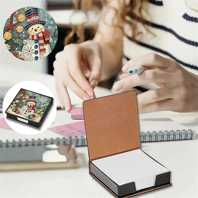 Snowman Diamond Painting Kit Note Box,Memo Paper Storage Box Diamonds Art,Sticky Note Holder Diamonds Art,Diamond Painting Memo Pad For Office Desk. (Snowman)