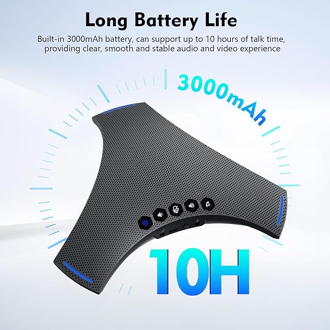 TOALLIN S68 Speakerphone, Wireless Conference Microphones with Speaker, 360° Omnidirectional Voice Pickup, Bluetooth & USB Computer Speaker and Noise-Reduction Mics for Business Meetings