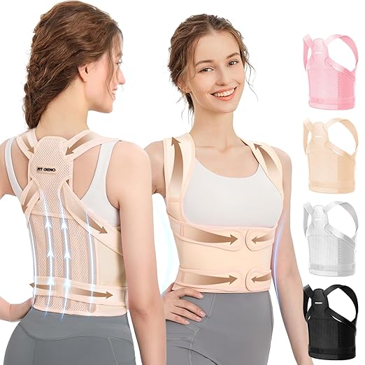 Fit Geno Back Brace Posture Corrector for Men & Women: Shoulder Straightener Adjustable Full Back Support Pain Relief - Scoliosis Hunchback Spine Corrector (Large/X-Large)