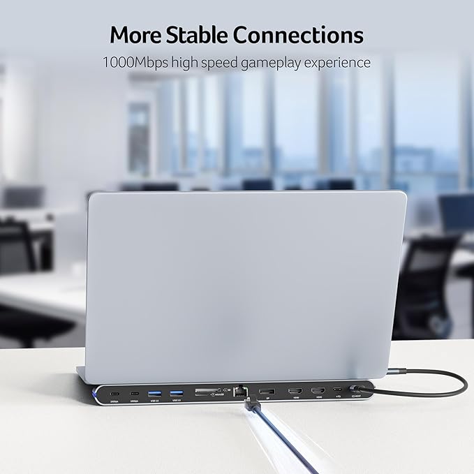 Acer Laptop Docking Station Stand, 11-in-1 USB C Docking Station 3 Monitors with DP 8K + Dual HDMI 4K@60Hz, Ethernet, 10Gbps Data, 100W PD, SD/TF, USB C Dock with Detachable Cable for Acer/Dell/Mac/HP