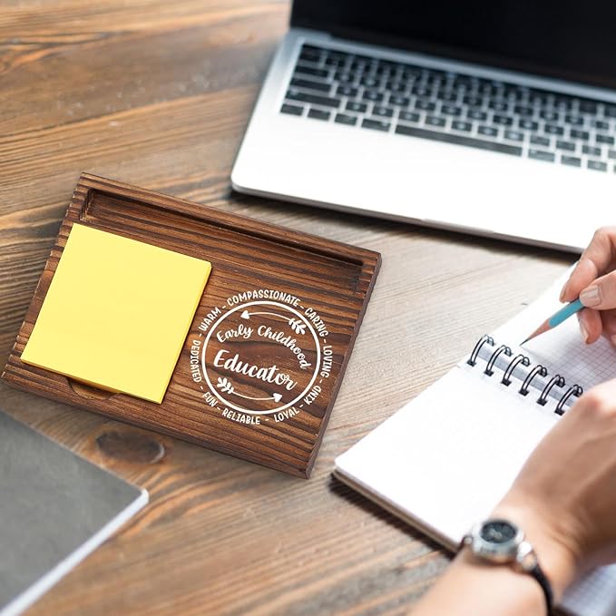 Early Childhood Educator Sticky Note Holder, Thank You Gifts for Kindergarten Teachers, Appreciation Gifts for ECE Daycare Teacher Babysitter Self-Stick Note Pad Holders Desk Organizer TZP18