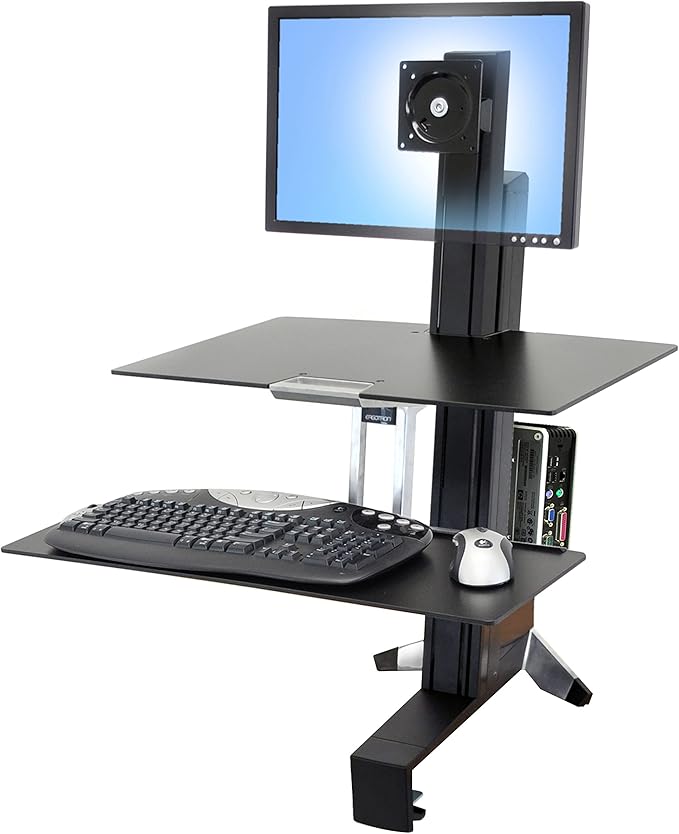 Ergotron – WorkFit-S LD Single Monitor Standing Desk Converter, Sit-Stand Workstation for Tabletops – 6 to 16 lbs, Black
