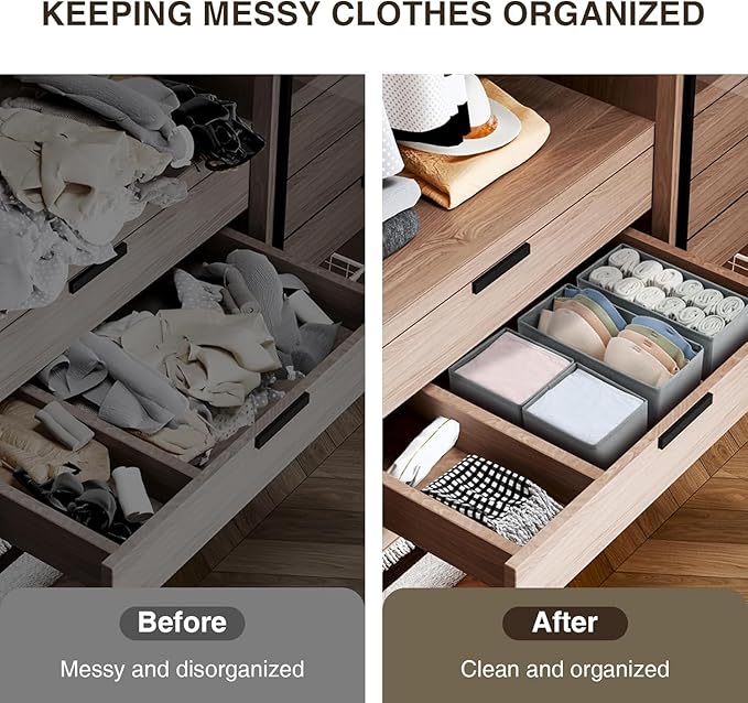 DIMJ drawer organizers for clothing, 16 Pack, Gray