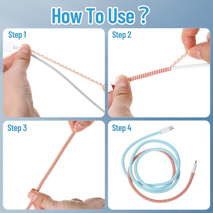 Frienda 15 Pcs Spiral Cable Protector Colorful PVC Spiral Phone Charger Headphone Cable Saver for USB Data Wire, Prevent Pets (Bright Color,55.1 Inch)