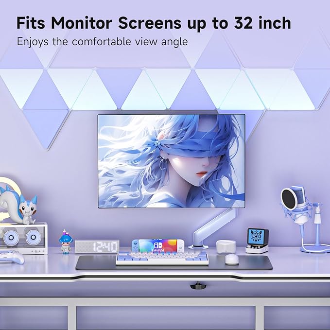 Suptek Monitor Mount Gas Spring Monitor Arm Desk Mount Fully Adjustable Fits 17-32inch Monitors Weight Capacity up to 22 lbs,Blue(MD8BLUE)