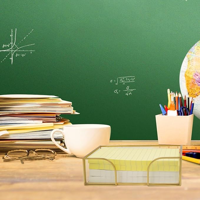 Sticky Note Holder Glass Post It Note Dispenser, 4 x 6 Inch Gold Sticky Note Dispenser, Stylish Post It Holder for Desk Home Office Decor