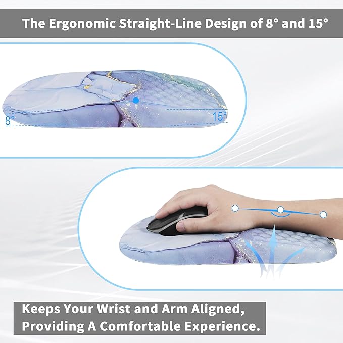 Ergonomic Mouse Pad with Wrist Support, Comfortable Memory Foam Mousepad with Massage Design and Non-Slip PU Base, Wrist Rest Mouse Pad for Office and Home, 12x8 Inch