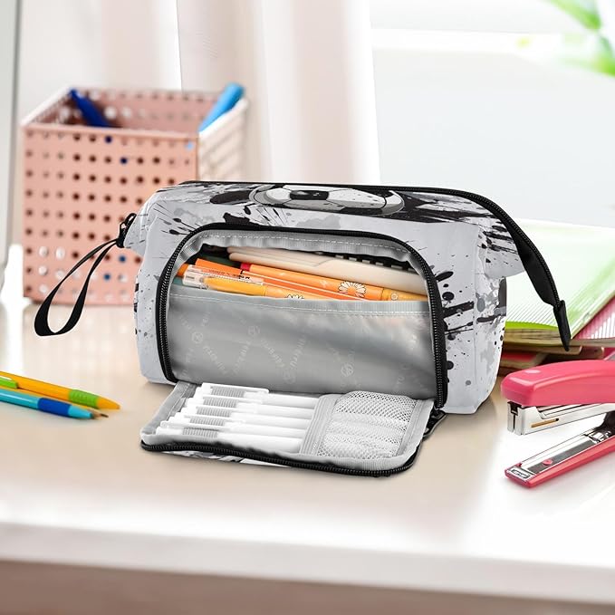 Soccer Pencil Case Pouch Big Capacity Pencil Bag Box Organizer Pen Case with Handle Stationery Organizer for Kids Boys Girls Women College Office