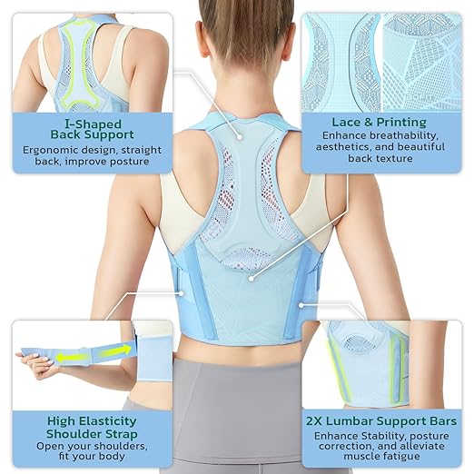 Posture Corrector for Women - Lightweight and Breathable Back Brace for Pain Relief, Rounded Shoulders and Hunchback, Compact & Portable with Fashionable Design, Invisible Under Clothes Black M