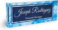 Customized Clear Acrylic Thick 8x3" Desk Name Plate Block with Personalized Logo - Professional Office Decor - Customized Acrylic Plate Gift for Teacher Co-workers, Christmas Gifts for Her, Thanksgiving Gifts (Blue Wave)