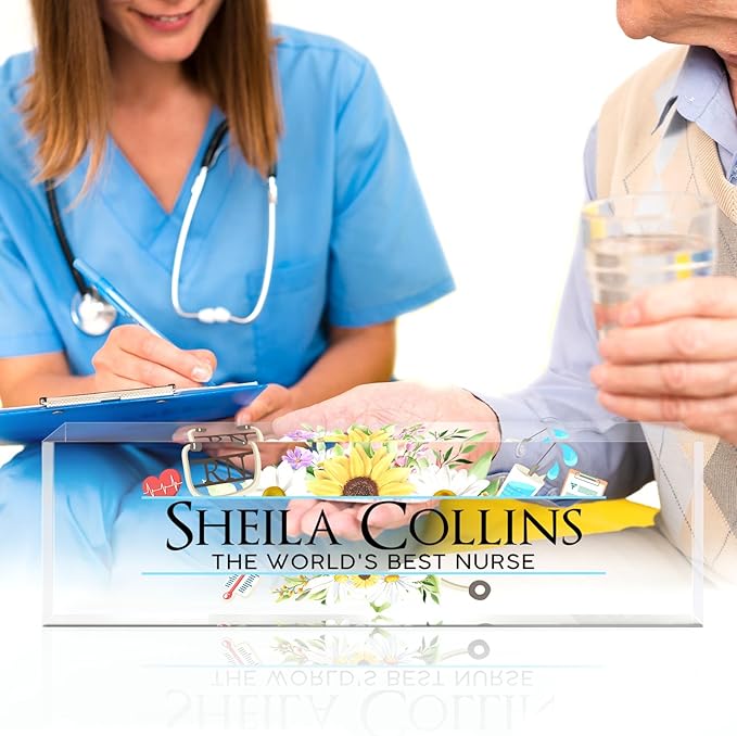 Custom Acrylic Name Plate for Desk, Employee Appreciation Gifts, Personalized Office Decor, Funny Gifts for Coworkers, Boss, Teacher (Nurse A)