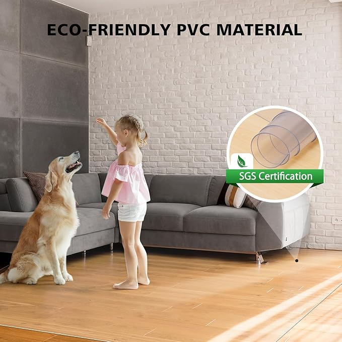 FURKIT Floor Mats for Home, 5'×7' Clear Area Rug for Dining Room, Durable Non-Slip Hard Floor Living Room Rug, PVC Waterproof Rolling Chair Protector for Kitchen, Bedroom, High Traffic Areas
