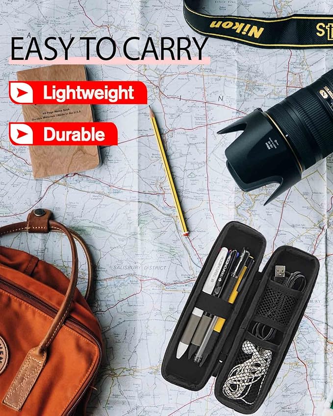 Slim Pencil Case for Adults, Travellers, Insulin Travel, Small Pencil Case Hard Shell, Simple Thin Waterproof Pen Case Organizer Box for Stylus Touch Pen, Art Pen Pencil, Headphones