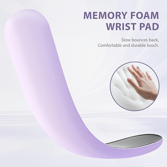 Ospelelf Wrist Rest for Keyboard and Mouse Ergonomic Mouse Pad with Wrist Support Memory Foam Wrist Rest for Computer Keyboard,3-in-1 Gel Mouse and Keyboard Pad for Office Lilac Gradient