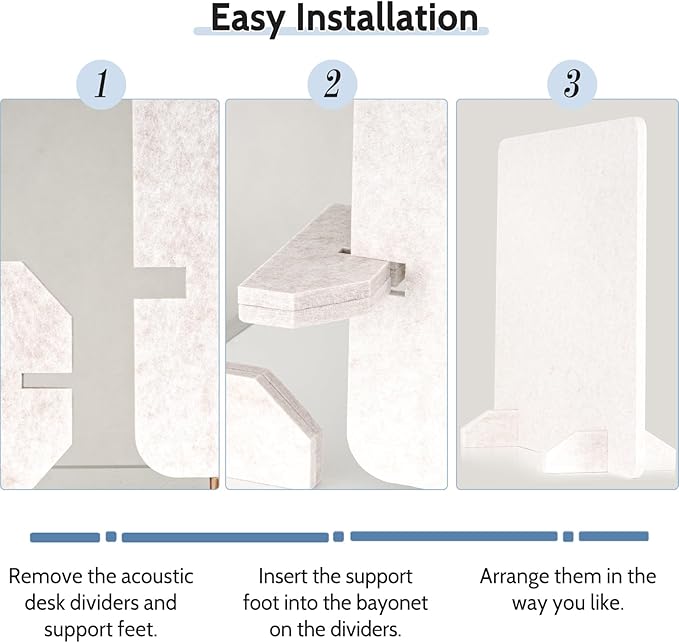AMUSIGHT 2 Pack Acoustic Desk Dividers - 24" x 20" Freestanding Privacy Panels Set with Noise - Reducing Design Cubicle Sound Proof, Ideal for Office, Classroom, and Home (Light Beige)