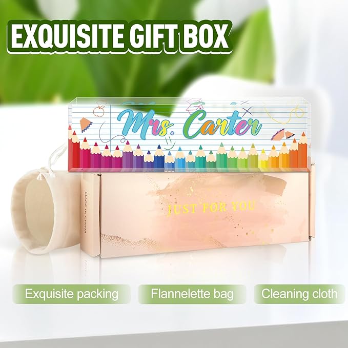 Teacher Office Name Plate for Desk Custom, Desk Name Plate Personalized, Teachers Office Desk Decor, Clear Acrylic Glass Block, Personalized Office Gifts for Teachers, Teacher Appreciation Gifts