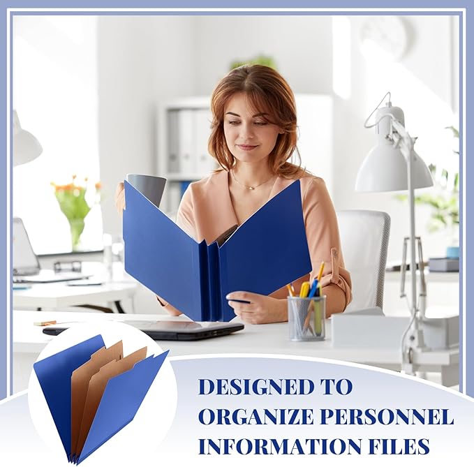 Skyygemm 24 Pcs Classification Folders Letter Size Bulk - 2 Dividers Pressboard File Folder with 3.5 Inch Expansion, 2 Prongs Fastener, Heavy Duty Office File Organizer for Teacher Medical (Dark Blue)
