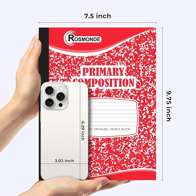 Rosmonde 5000 Pack (Pallet) Primary Ruled Composition Notebooks Bulk, 200 Pages (100 Sheets), 9-3/4 x 7-1/2, Bulk Notebooks for Grades K-2, School Districts, Wholesale Purchasing, 4-7 Days Transit