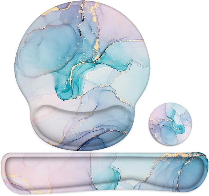 LATEEFAH Mouse Pad with Wrist Rest, 3-in-1 Gaming Mouse Pad, Keyboard Wrist Rest, Ergonomic Memory Foam Mousepad with Wrist Support for Computer Keyboard