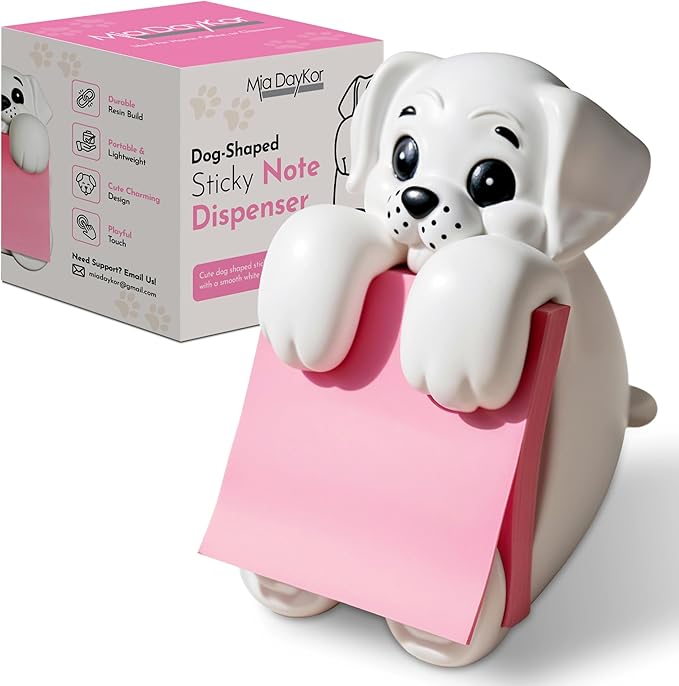 Resin Made 3" x 3" Cute Sticky Note Holder for Desk | Doodle Compatible Accordion Style Dog Pop Up Post it Note Dispenser, Pop Up Sticky Notes Dispenser for Office Holds, School & Office Desk Supplies