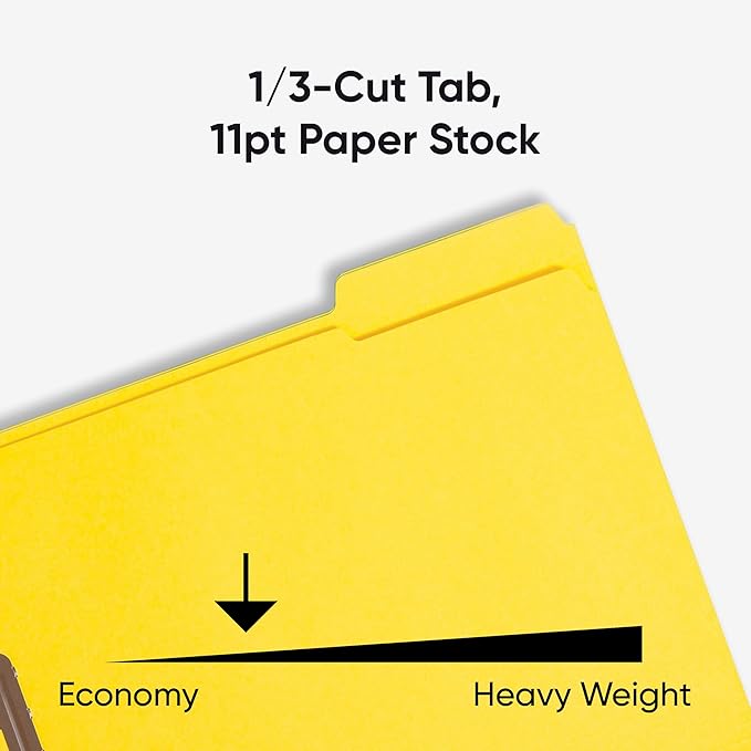 Smead Fastener File Folders, Reinforced 1/3-Cut Tabs, 2 Fasteners, Letter Size, Assorted Coolors, 50 per Box (11975)