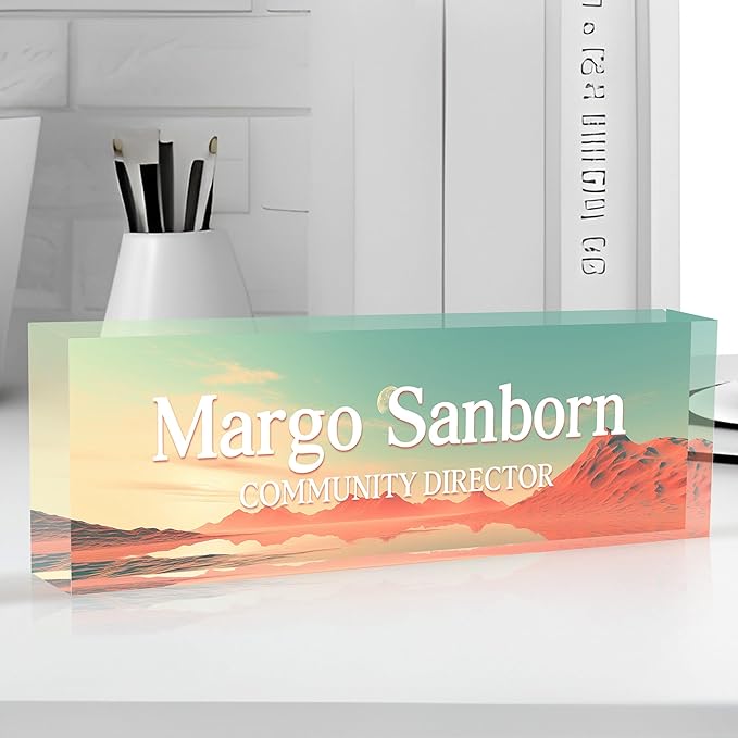Personalized Name Plate for Desk Custom Acrylic Desk Name Plate Custom Employee Appreciation Gifts Office Gifts for Women, Men, Boss, Coworkers, Teacher, Nurse (Desert)