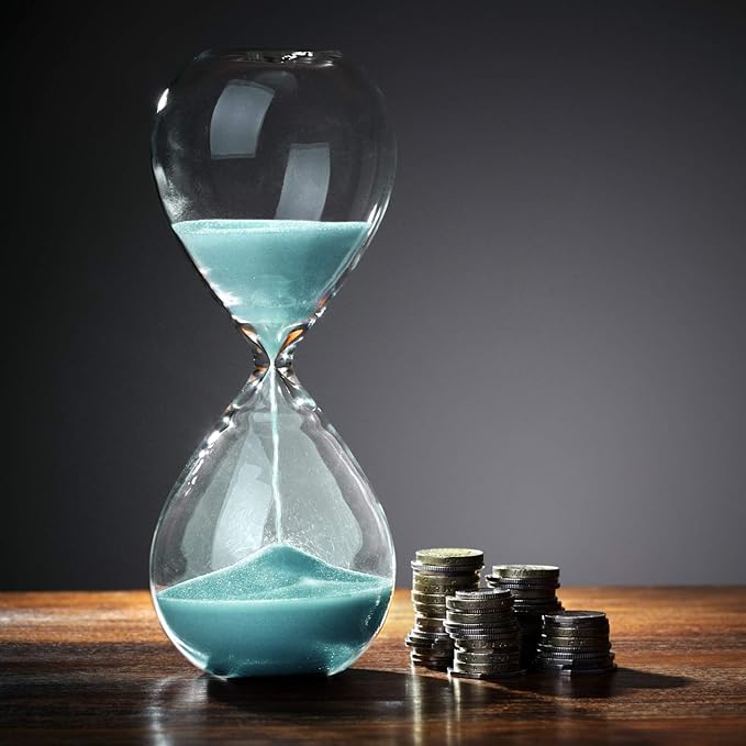 Hourglass Sand Timers - SWISSELITE Biloba Hourglass Sand Timer Inspired Glass/Home, Desk, Office Decor