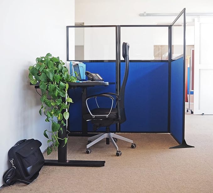 Versare Workstation Partition | Portable Wall Divider | Modern Office Cubicle | Free Standing Privacy Screen | Flexible Work Space | 99" x 70" Royal Blue Fabric Panels