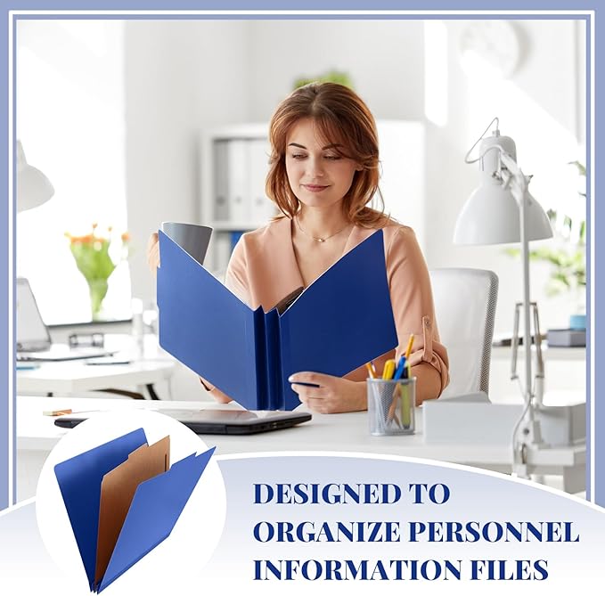 Skyygemm 12 Pcs Classification Folders Letter Size, 1 Divider Pressboard File Folder with Fasteners, Expanding File Organizer Bulk for Teachers, Clergy, Office, Church, Christmas Donations (Dark Blue)