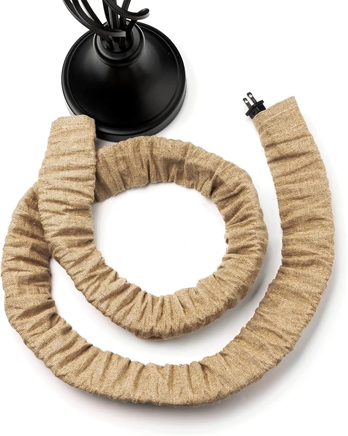 Fabric Cord Cover & Chandelier Chain Cover 2 Pack 6Feet Length for Chandelier Lighting Wires Natural Burlap Easy to Install (Brown)