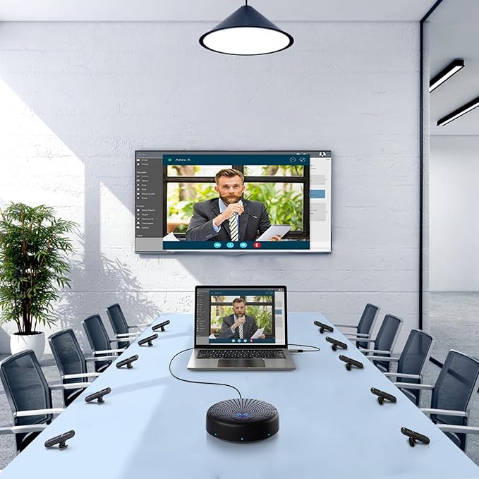 BALILA Conference Speaker and Microphone, 10 AI Mics 360° Voice Pick Up & Noise Reduction, USB Speakerphone for 10-15 People Conference Room, Compatible with Multi-Leading Platforms, Zoom, MS Team