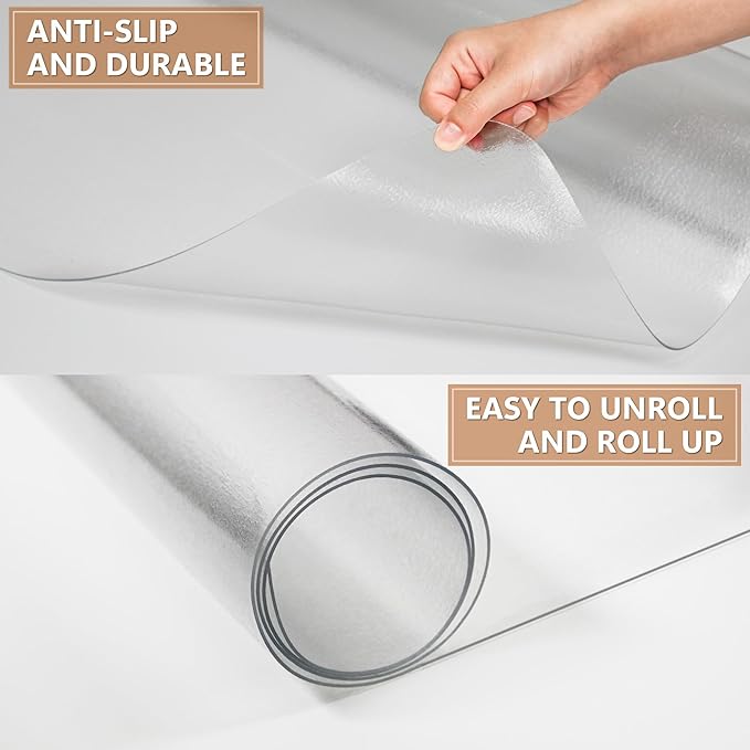 HOMEK Office Chair Mat for Hardwood Floor, 48”x 30” Vinyl Desk Chair Mat Clear Floor Protector Mat for Rolling Chair Office & Home, Easy Glide and Flat Without Curling