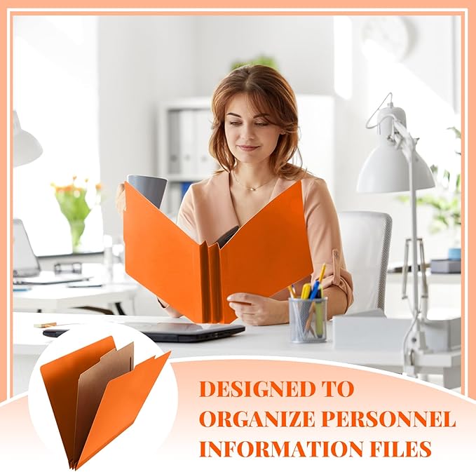 Skyygemm 72 Pcs Classification Folders Letter Size, 1 Divider Pressboard File Folder with Fasteners, Expanding Tax File Organizer Bulk for Teachers, Office, Church, Christmas Donations (Orange)