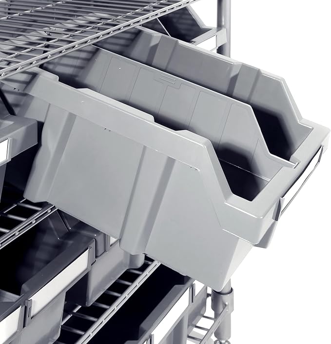 Seville Classics Heavy Duty NSF Bin Rack Solid Steel Wire Shelving Storage Unit, Patented Organizer for Garage, Warehouse, Office, Restaurant, Classroom, Kitchen, Gray, Includes 16 Bins