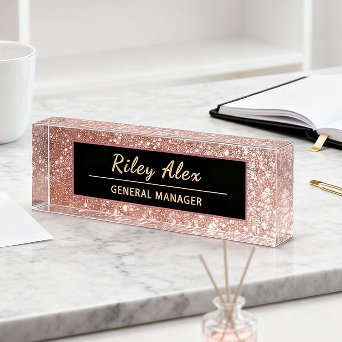 Custom Name Plate for Desk, Acrylic Name Plate Office Desk Decor for Women, Coworkers, Teacher, Employee Appreciation Gifts (S13)