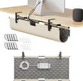 2-in-1 Under Desk Cable Management Tray & Privacy Panel, Dual-Sided Felt Cord Organizer to Hide Wires and Clutter, Desk Mount Cord Holder for Office and Home, Clamp or Screw Mount (Khaki/Gray, 30")