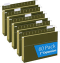 Extra Capacity Hanging File Folders, RAZCC 60 Pack Letter Size Reinforced Hanging Folders with Heavy Duty 1 Inch Expansion for Bulky Files, Filing Cabinet, Adjustable Tabs, Green