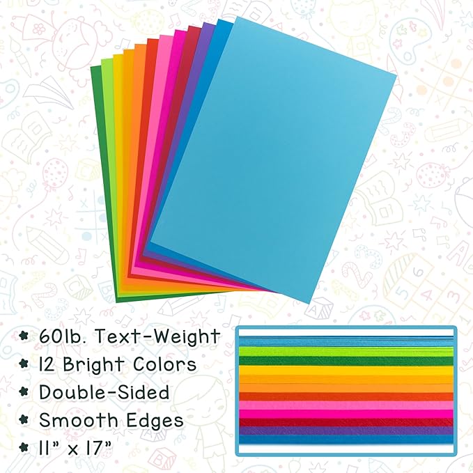 Hygloss Fuchsia Colored Paper - 24 lb, 89 GSM, Acid-Free, Fade-Resistant, 11x17-Inch Ledger Size Color Copy Paper, 90 Sheets