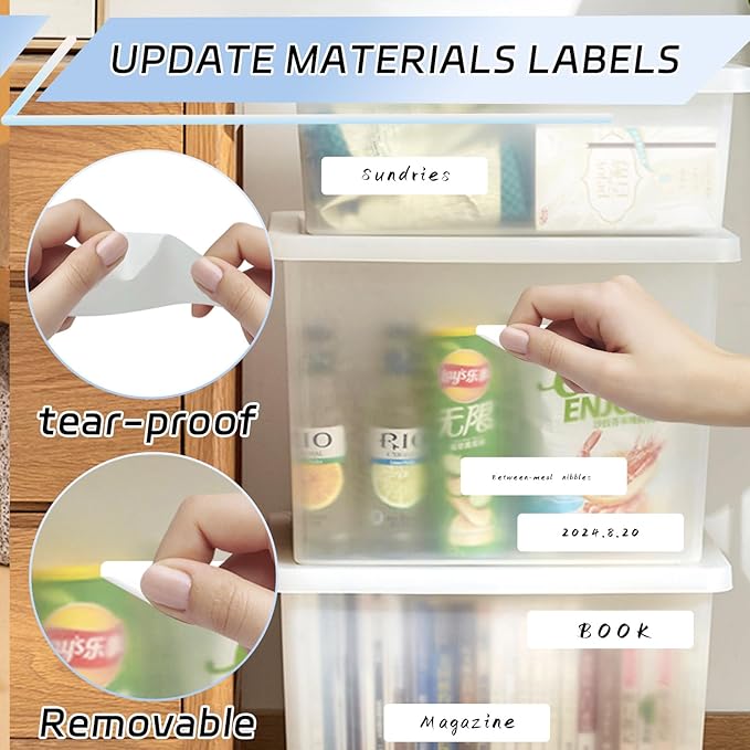 Rectangle Labels 2.75 x 0.625 White Writable Name Label Sticker, Blank Self-Adhesive File Folder Label Blank Removable Labels for Document School Office Classification Freezer