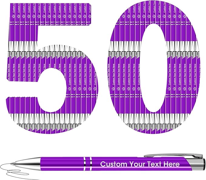ENOMY 50 Pcs Personalized Pens Bulk Custom Pens with Logo Text Name Black Ballpoint Pens Inspirational Writing Pens, Gift for Teacher Student College Office Wedding Christmas Birthday