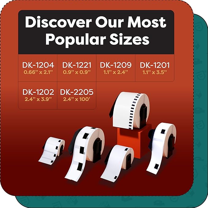 Aegis Adhesives - Compatible Label Replacement for Brother DK-1204 (0.66" X 2.1”) Multipurpose Return Address, Use with QL Printers - 12 Rolls + 1 Frame