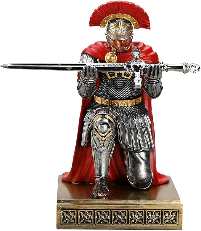 Centurion Cloak Warrior Knight Pen Holder Mobile Phone Stand Desk Organizers and Accessories as Gift for Office and Home (Silver)