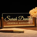 Desk Name Plate Personalized, Custom Office Light Up Name Plate for Desks, Desk Decorations for Women Men Office, Employee Appreciation Gifts for Coworkers (A-Text Only)