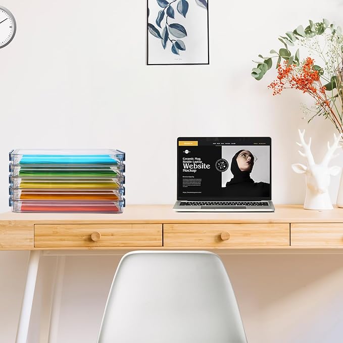 Clear Portable Slim Project Case 9 X 13 Plastic Storage File Box For Letter A4 Paper Photo Documents Scrapbook, 3 Count