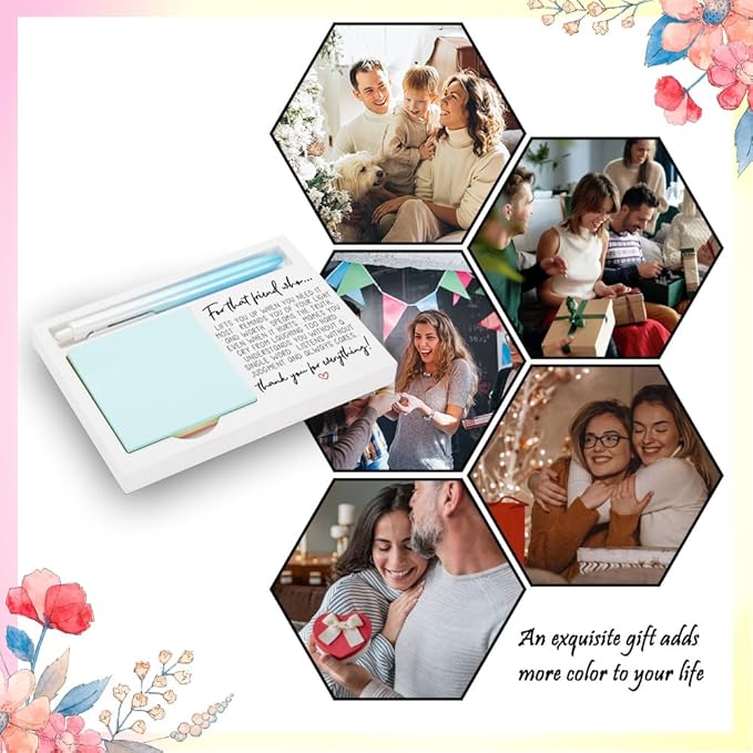 Friend Appreciation Gift, Motivational Gift for Cherished Friends, Encouraging Gift for Gratitude to Friends, Wooden Sticky Note Holder, 16.5 x 12 x 1.5 cm, XXW28