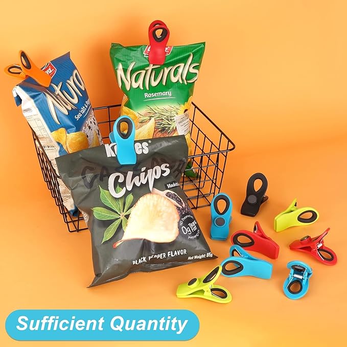 Jetmore 30 Pack Chip Clips Bag Clips, Paper Clips, Binder Clips, Multicolor Magnetic Clip for Food and Other Packages, Multipurpose Refrigerator Magnet Clip, Office Paper Clamps