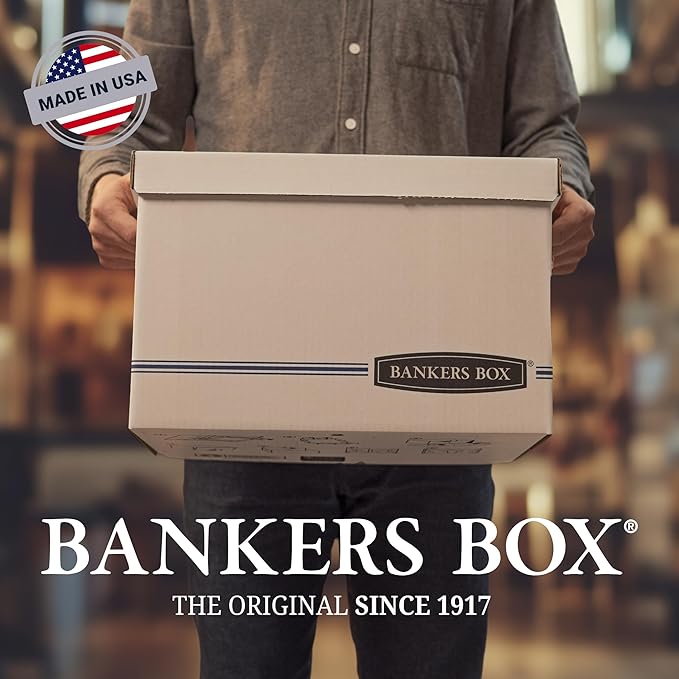 Bankers Box 4-Pack Basic Duty File Storage Boxes with Lids, Letter/Legal, STOR/FILE, (0070308)