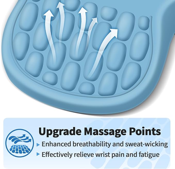 YIWEI Ergonomic Mouse Pad with Massage Design Wrist Rest, Comfortable Office Mousepad with Memory Foam Wrist Support and Non-Slip PU Base for Carpal Tunnel Relief, Mouse Pads for Home, Game (Blue)