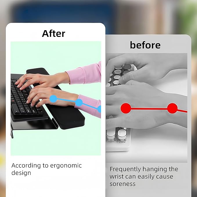 Computer Keyboard Wrist Rest Bracket, Memory Foam Keyboard Wrist Rest Set, Non-Slip Silicone Base, pergonomic and Convenient Typing, ain Relief,Suitable for Office, Work, Gaming (Acrylic)