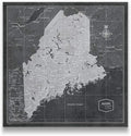 Push Pin Maine Map Board - With Push Pins to Mark Maine Travel - Handmade in Ohio, USA - Design: Modern Slate